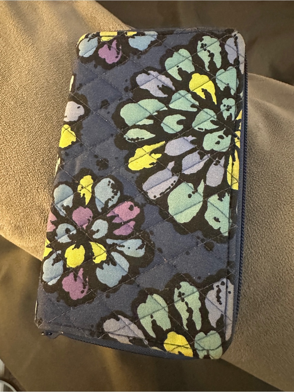 Vera Bradley accordion wallet. Indigo Pop floral design